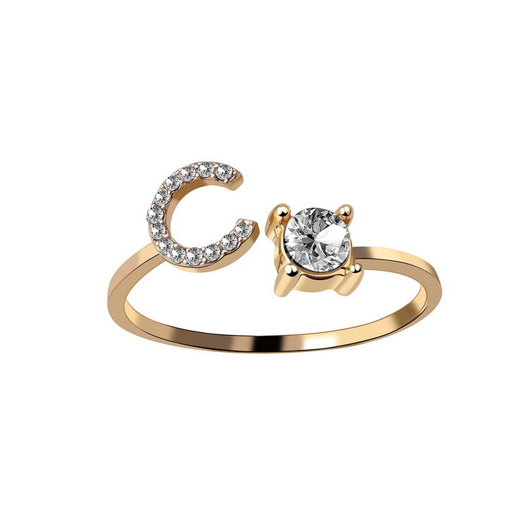 New Design Adjustable 26 Initial Letter Ring Fashion Jewelry For Women Simple Elegant Jewelry New Design Adjustable 26 Initial Letter Ring Fashion Jewelry For Women Simple Elegant Jewelry